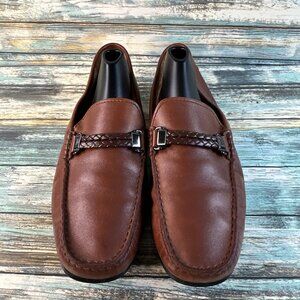 TOD’S Mens Horsebit Driving Loafers US 8.5 Brown Leather Handmade Slip On Shoes